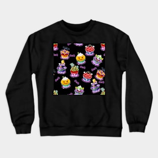 Spooky Halloween Cupcakes Pattern Crewneck Sweatshirt